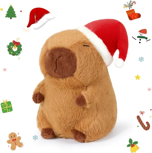 Vista 10 de Ditucu Lindo Peluche de Capibara con Sombrero de Cumpleaños Feliz y Lazo, Animal de Peluche Suave, Juguetes de Peluche para Niños, Decoración