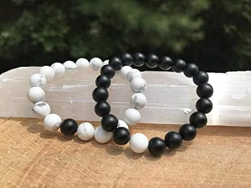 Vista 3 de Precious-GEMS Joyería Howlite Onyx Negro Mate