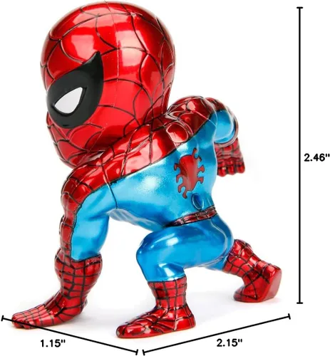 Vista 8 de Jada Toys Marvel - Figura clásica de Spiderman de 4 pulgadas, color rojo, talla única
