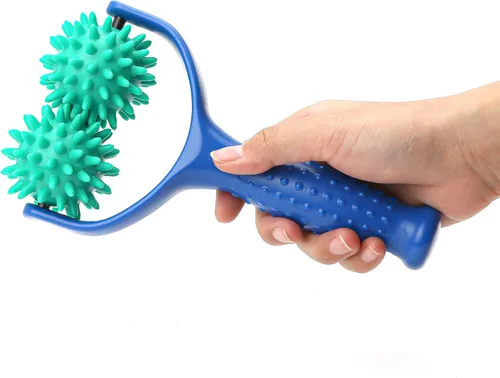 Vista 3 de 2 bolas de masaje de mano con pinchos, compactas y portátiles, herramientas de relajación muscular con mango profundo para aliviar el dolor
