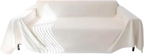 Vista 3 de Funda de sofá de felpilla, funda de sofá de color liso blanco crema para mascotas, protector de sofá de chenilla, 35 pulgadas de ancho x 35 pulgadas