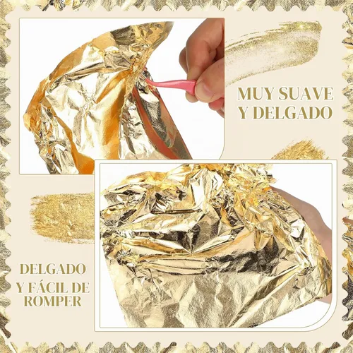 Vista 4 de 100 hojas imitación láminas de oro para decoración, arte, manualidades, tamaño 5.5 x 5.5 pulgadas, de Bememo For Gilding Furniture, Frames