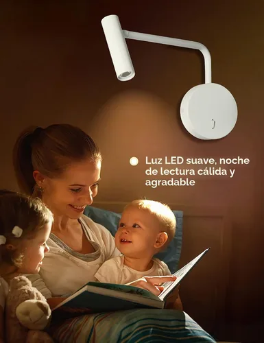 Vista 5 de ZEROUNO Lámpara de lectura montada en la pared para dormitorio, aplique cableado con interruptor de encendido/apagado, moderna lámpara de pared