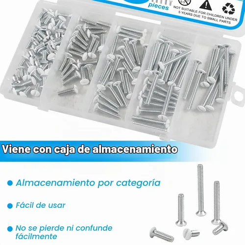 Vista 5 de Juego de 120 tornillos blancos para placa de pared, tornillos de salida blancos de 6-32 hilos, tornillos de placa de interruptor de panel
