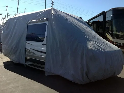 Vista 4 de CarsCover - Funda impermeable para autocaravanas clase B con techo alto y furgonetas de conversión Sprinter, Minibus, Winnebago Era, Roadtrek