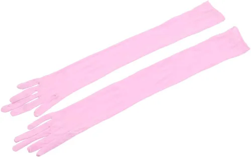 Vista 4 de TiaoBug Mitones de guantes de longitud de la ópera de la malla de nylon transparente ultrafino de las mujeres