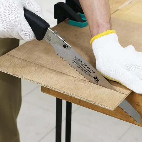 Vista 2 de KAKURI Sierra de mano japonesa [madera dura, madera contrachapada, madera laminada] Sierra de tracción japonesa de 8-1/4 pulgadas con cubierta