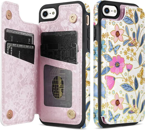 Vista 42 de NNH Funda tipo cartera compatible con iPhone Xs Max con bloqueo RFID, ranuras para tarjetas, folio de piel sintética, función atril, doble cierre