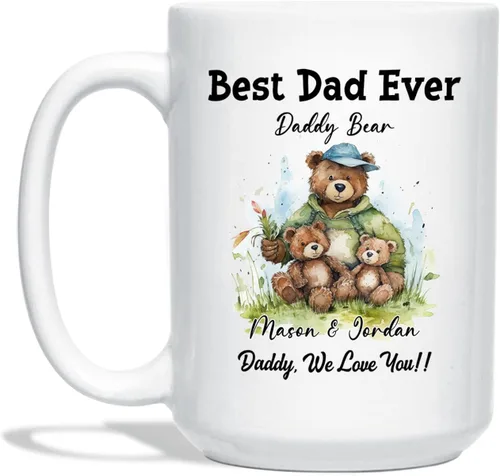 Vista 8 de Taza de café personalizada con nombre y año, taza de cerámica blanca personalizada para bebé, regalo único de taza de café con anuncio de embarazo