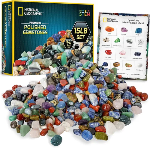 Vista 11 de National Geographic Piedras Pulidas Premium - 2 Libras de Piedras Pulidas y Cristales a Granel de 1/2 Pulgada, Más de 4500 Quilates, Kit de Rocas