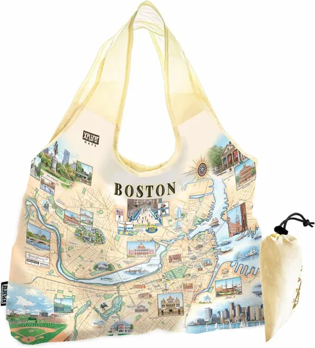 Vista 19 de Xplorer Maps Bolsa con asas – Bolsa de compras reutilizable para comestibles, plegable y lavable de nailon, resistente y compacta