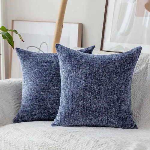Vista 30 de Home Brilliant Fundas de almohada de primavera de 18 x 18 pulgadas, fundas de almohada decorativas de terciopelo chenille a rayas para decoración