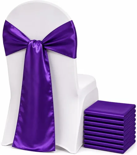 Vista 19 de Bandas de satén para silla, elegantes de alta calidad, 6 x 108 pulgadas, perfectas para bodas, fiestas y eventos