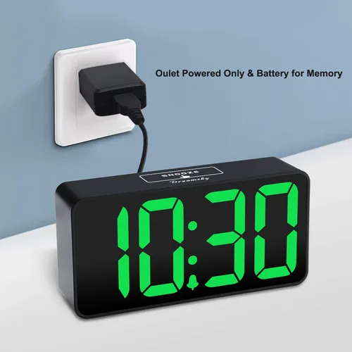 Vista 2 de DreamSky - Reloj despertador digital pequeño para dormitorio con números grandes Electric Bedside Desk Clock with USB Charging Port, Brightness