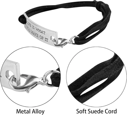 Vista 3 de AleapDoll Paquete de 15 pulseras inspiradoras para mujeres, regalos únicos personalizados de cumpleaños, amistad, citas motivacionales, joyería