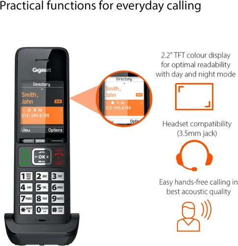 Vista 4 de Gigaset Comfort 552H - Auricular adicional - Cargador - Elegante teléfono inalámbrico para base DECT - Fabricado en Alemania - Función manos libres