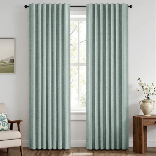 Vista 41 de MIULEE Cortinas de lino 100% opacas para dormitorio, marfil sólido, decoración de lujo, aislamiento térmico, cortinas oscurecedoras para sala