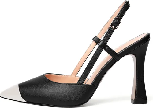 Vista 2 de WAYDERNS Zapatos de tacón alto para mujer, con correa de tobillo mate, con hebilla de moda, 4 pulgadas