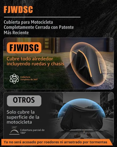 Vista 2 de Funda Completa para Motocicleta Impermeable para Almacenamiento Interior/Exterior, Funda Impermeable para Motocicleta Resistente con Tiras Negro