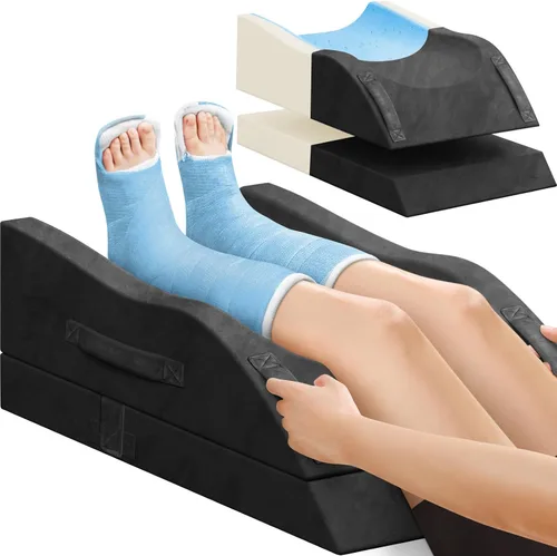 Vista 15 de TranquilRelax Almohadas de elevación de piernas, almohada de cuña para después de una cirugía o descanso, soporte de piernas de espuma viscoelástica