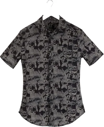 Vista 3 de DC Comics - Camisa de Batman con botones para adulto, estampado y ajuste elástico