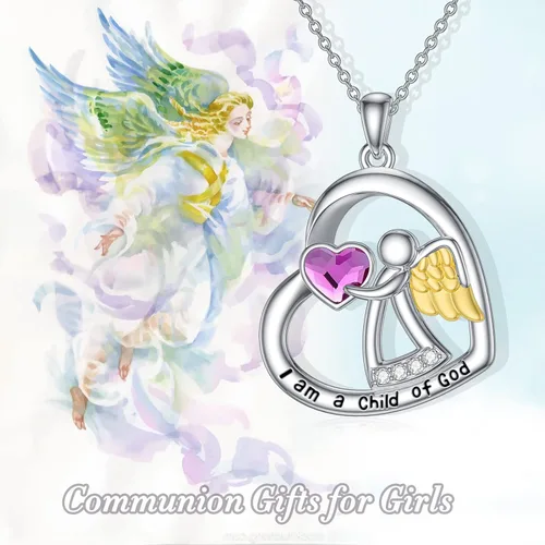 Vista 6 de AOBOCO Collar de plata de ley 925 con ángel guardián, joyería de cumpleaños para mujeres y ella