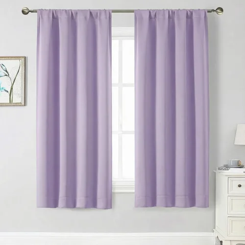 Vista 67 de Cortinas opacas para dormitorio, sala de estar, juego de 2 paneles de 54 pulgadas de largo, cortinas de oscurecimiento de habitación con aislamiento