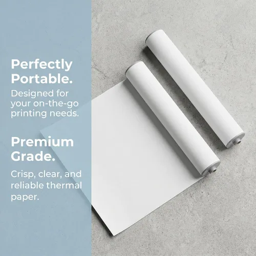 Vista 7 de 2 rollos de papel de impresora compatible con HPRT MT810, hoja térmica A4 de secado rápido, papel térmico directo imprimible para oficina en casa