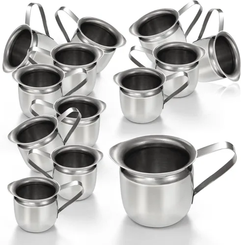 Vista 10 de Fit Meal Prep [Paquete de 6] Jarra de crema de 3 onzas, cremas de campana de acero inoxidable, mini recipiente para servir leche, crema de café