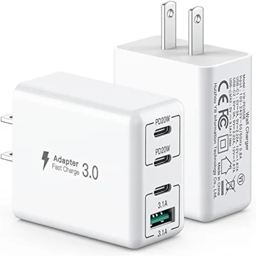 Vista 11 de Cargador de pared USB C, bloque cargador USB C de 4 puertos de 40W, bloque de carga rápida puerto dual PD+QC enchufe de pared multipuerto tipo C