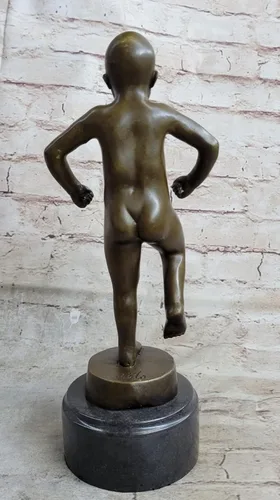 Vista 4 de Angry Indoor - Escultura de bronce joven llorando para niños, interesante estatua de metal para manualidades, escultura brillante fundida
