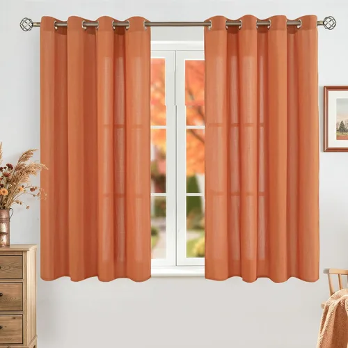 Vista 25 de BGment Cortinas cortas de lino transparente de 40 pulgadas para cafetería, con ojales, filtrado de luz, semitransparentes para ventanas pequeñas