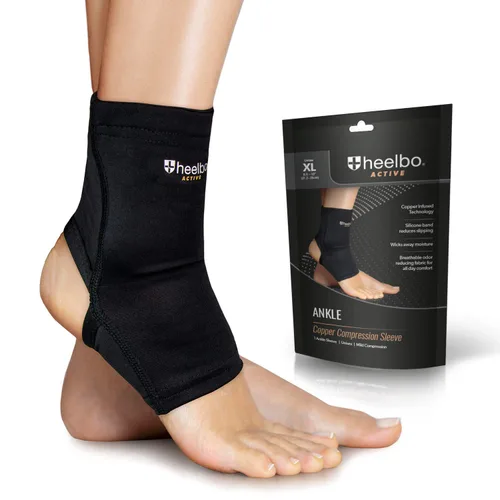 Vista 7 de Heelbo Manga de compresión de rodilla con fibras de cobre infundidas y tela transpirable para aliviar el dolor de rodilla, soporte de rodilla