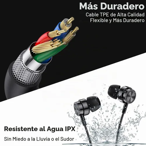 Vista 6 de Yatloml Auriculares con cable con micrófono, auriculares intrauditivos con cable con aislamiento de ruido de graves pesados, cable magnético