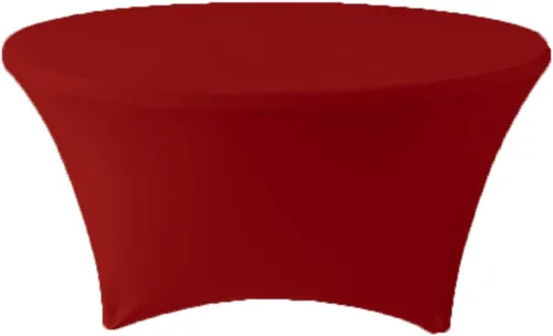 Vista 7 de Mantel redondo de elastano ajustable de 5 pies y 60 pulgadas, color rojo, para decoración de bodas, fiestas