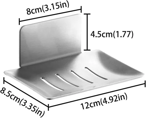 Vista 2 de Jabonera autoadhesiva para ducha, barra de acero inoxidable, soporte para jabón, platos para baño, cocina