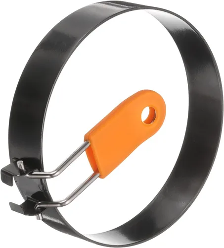 Vista 3 de HARFINGTON 6 anillos de huevo de 4 pulgadas de acero inoxidable antiadherente para panqueques con mango de silicona para freír huevos, sándwich