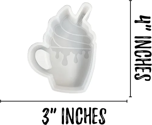 Vista 4 de Vaso de chocolate caliente con mango de crema batida, molde de silicona Freshie de 4 x 3 x 1 pulgadas para cuentas aromáticas perfumadas