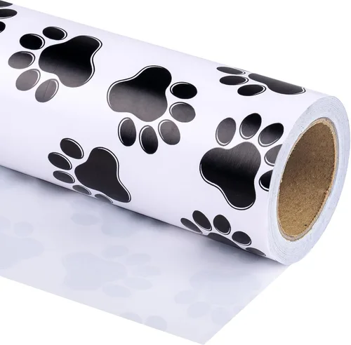 Vista 11 de WRAPAHOLIC Rollo de papel de regalo de vaca, mini rollo, 17 pulgadas x 33 pies, diseño de estampado de vaca, perfecto para bodas, cumpleaños Blanco