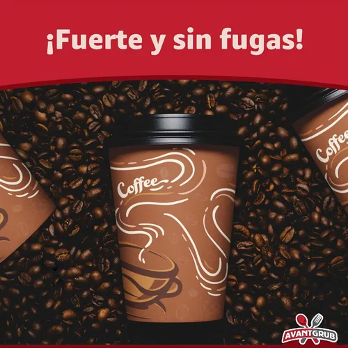 Vista 8 de Avant Grub Paquete de 100 tazas de café de papel de grado restaurante de 12 onzas con tapas de cúpula reciclables. Vasos desechables duraderos sin