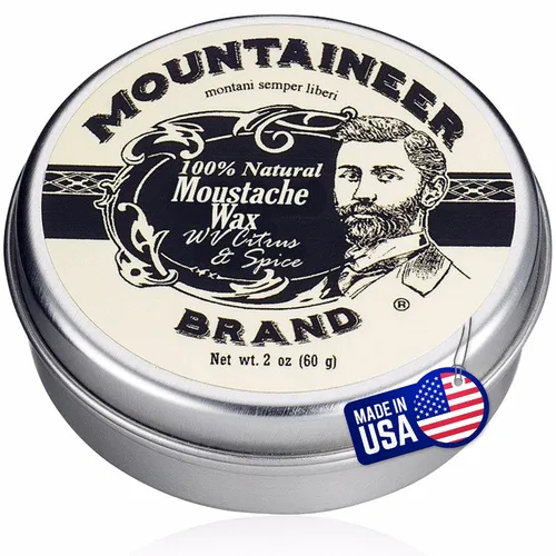 Vista 7 de Cera de bigote de marca Mountaineer, natural, sin residuos, clara y fácil de usar, 2 oz de estaño, Original