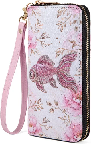 Vista 18 de Billetera con estampado de vaca, regalos de vaca para mujer, monedero delgado para tarjetas de crédito, Abeja, Cartera larga delgada