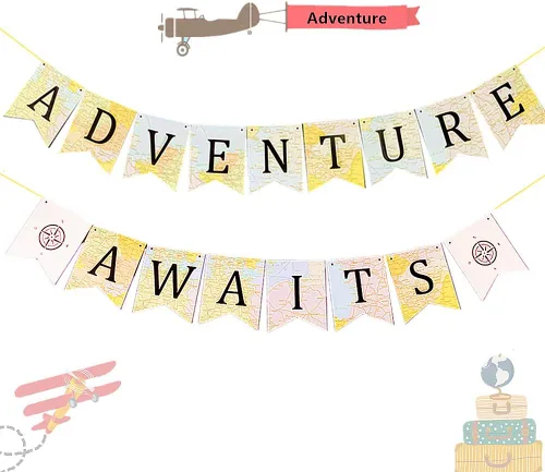 Vista 7 de JeVenis Adventure Awaits - Cartel temático de viaje para baby shower, graduación, fiesta de jubilación, 1 x 1 pulgada, tonos tierra, cuadrado