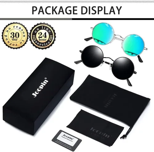 Vista 5 de Gafas de sol Joopin polarizadas, estilo Lennon, redondas, gafas de sol estilo hippy redondas para mujer y hombre