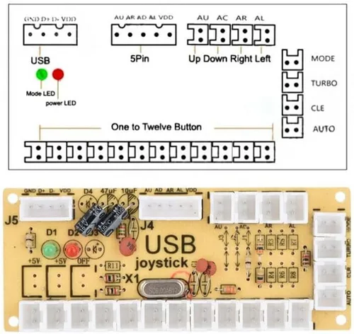 Vista 2 de TAPDRA Zero Delay Arcade USB Encoder PC a Joystick para PC Mame Jamma Raspberry Pi y otros juegos de lucha de PC
