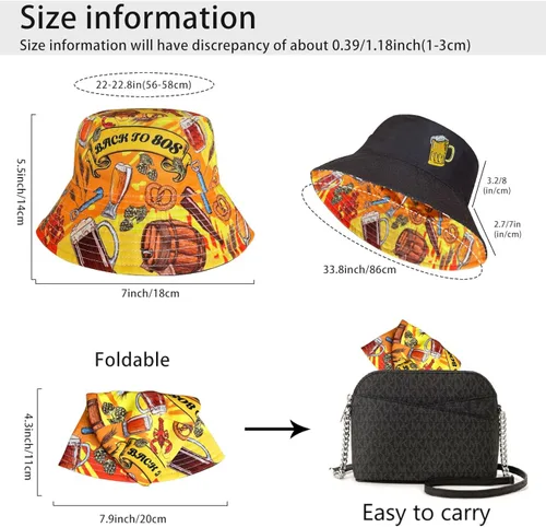 Vista 4 de Sombrero de pescador de los años 8090 para hombres y mujeres, sombrero de sol reversible plegable impreso para mujeres y hombres, material 100%