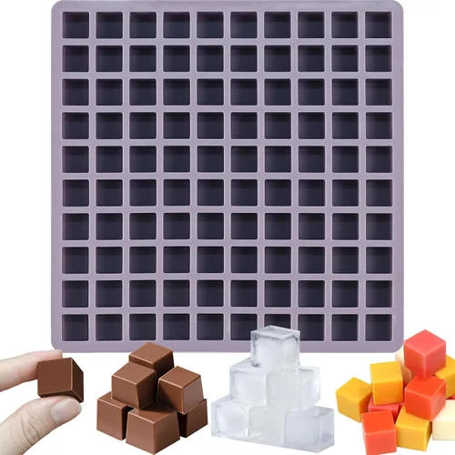 Vista 10 de Molde de silicona cuadrado para chocolate, cubitos de hielo, 100 cavidades Molde cuadrado de chocolate para caramelos duros, gelatina, gomitas