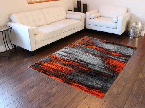 Vista 5 de Masada Rugs, Alfombra moderna y contemporánea, azul, gris y negro (2 pies x 3 pies)