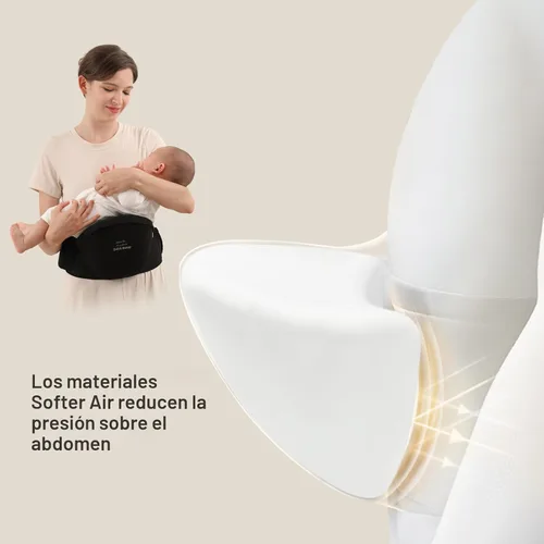 Vista 8 de Portabebés Bebamour con asiento de cadera, malla transpirable para todas las posiciones en el asiento de cadera y portabebés de 0 a 36 meses