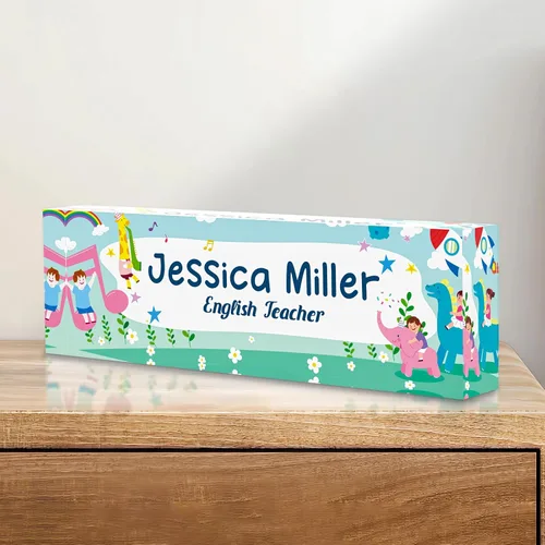 Vista 47 de Placa de identificación personalizada para escritorio, decoración de oficina de acrílico transparente con diseño de flores, decoraciones